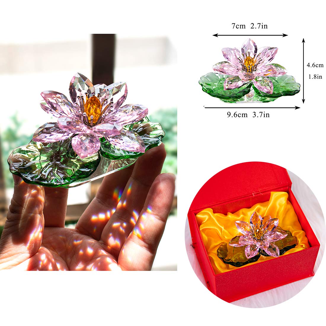 H&D Hyaline & Dora pink sparkle crystal lotus brightens an office desk