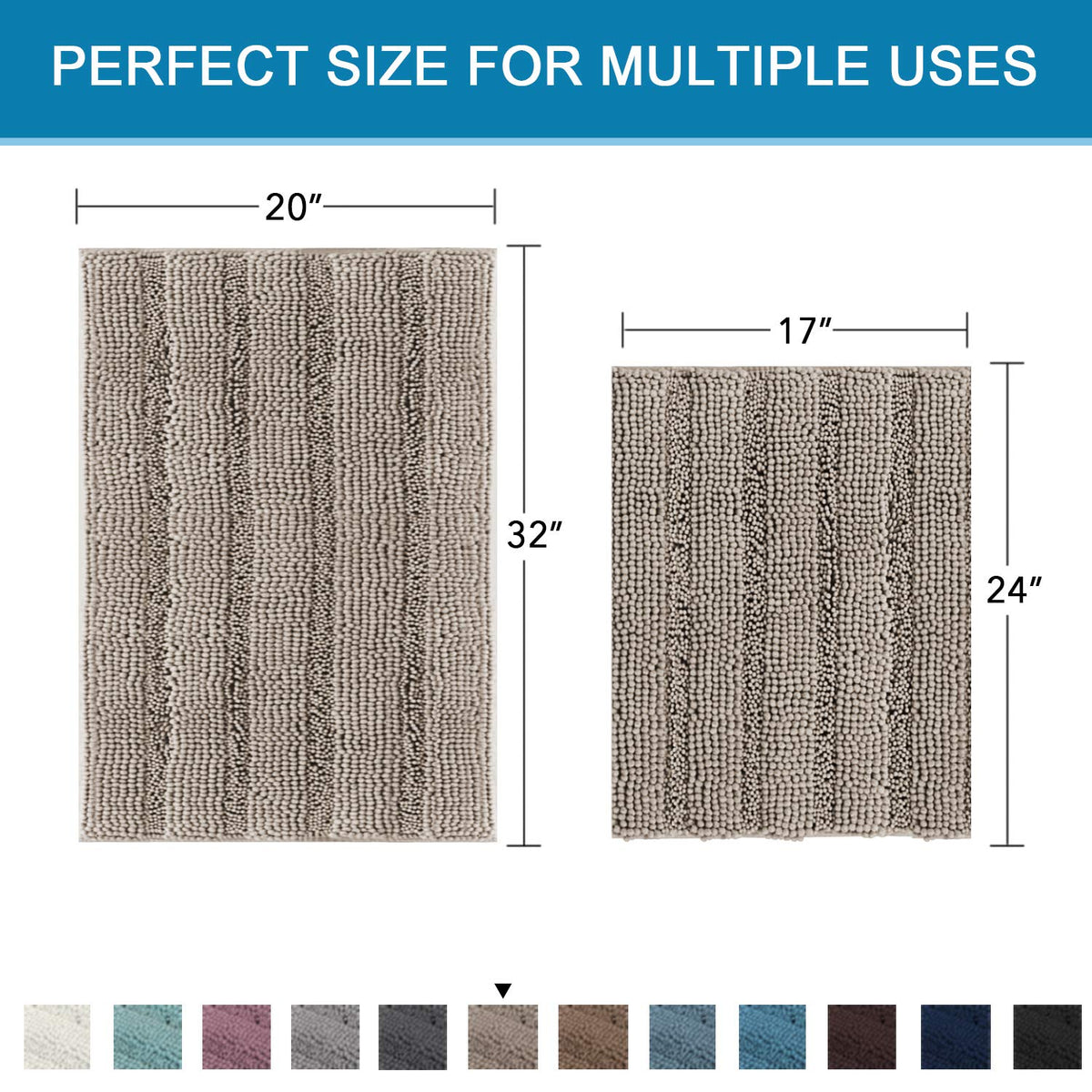 H.VERSAILTEX highly absorbent chenille dries feet and keeps floors dry.