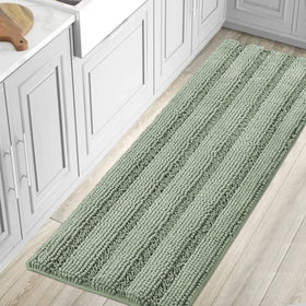 H.VERSAILTEX bath rug runner with absorbent chenille pile in sage keeps floors dry