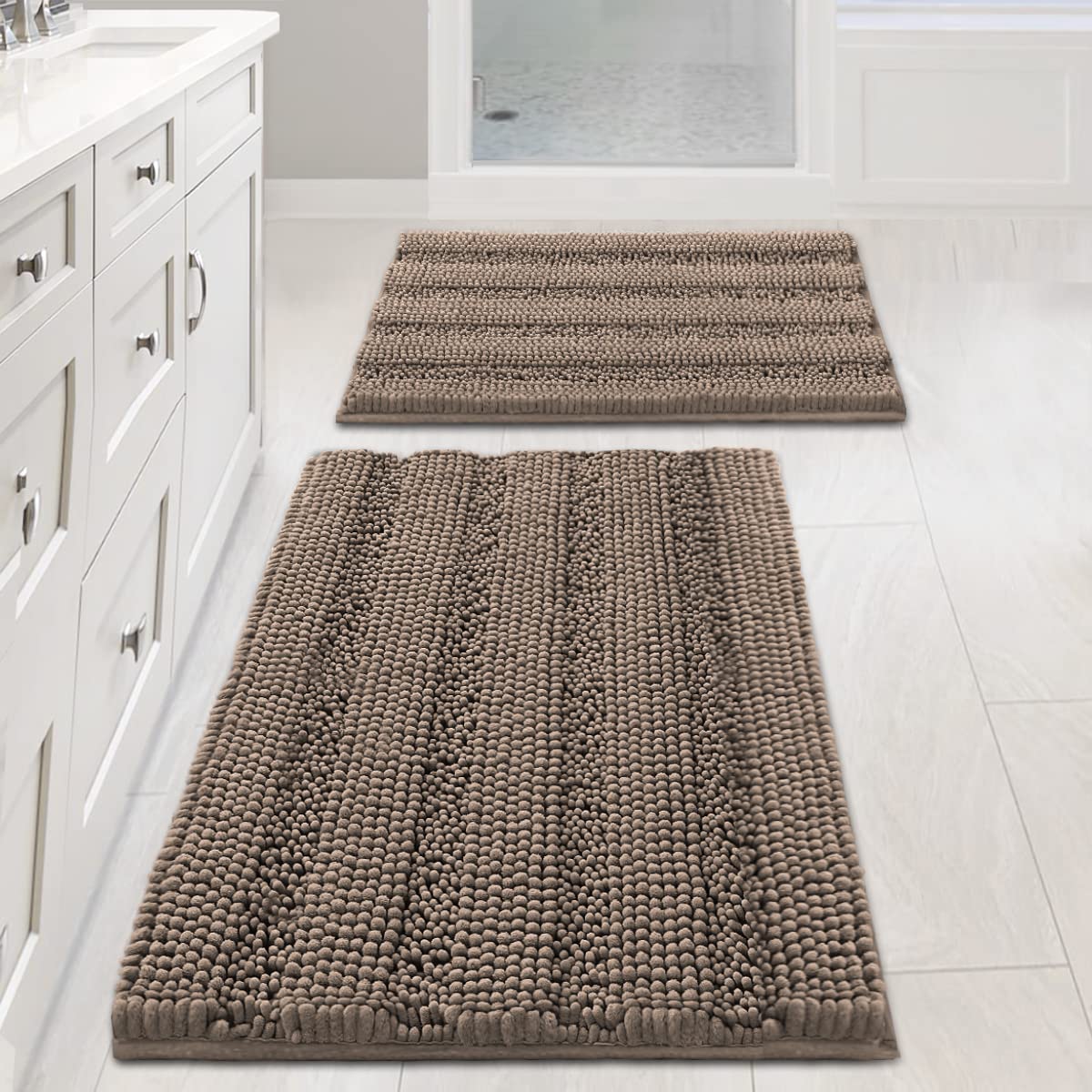 H.VERSAILTEX bathroom rug set ultra thick chenille for plush underfoot