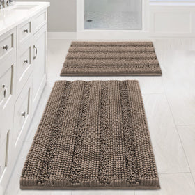 H.VERSAILTEX bathroom rug set ultra thick chenille for plush underfoot