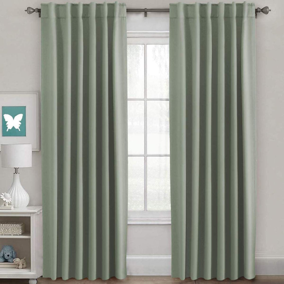 H.VERSAILTEX blackout curtain panel back-tab for easy hanging and light blocking.