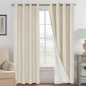 H.VERSAILTEX blackout curtains close-up in bleached sand showing soft texture for bedroom privacy.