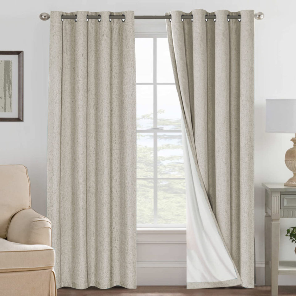 H.VERSAILTEX cobblestone blackout curtains packshot showing full light blocking.