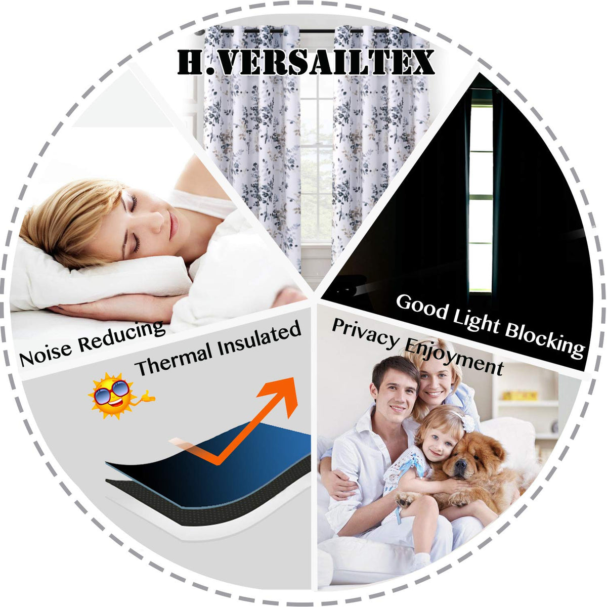 H.VERSAILTEX insulating curtain helps regulate indoor temperature.
