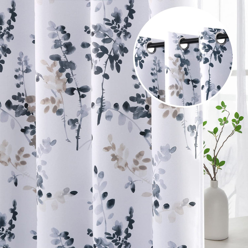 H.VERSAILTEX floral blackout curtain in bluestone blocks light for day sleepers.