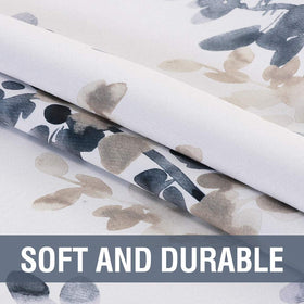 H.VERSAILTEX bluestone floral drapes reduce glare for TV viewing.