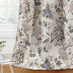 H.VERSAILTEX floral print curtains in sage and brown reduce glare in living room