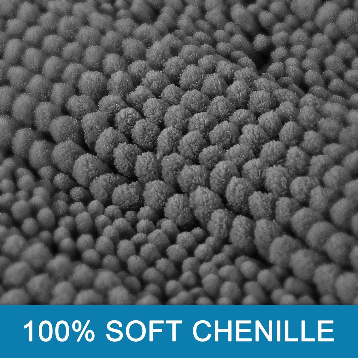 H.VERSAILTEX grey striped bath mats with plush chenille texture