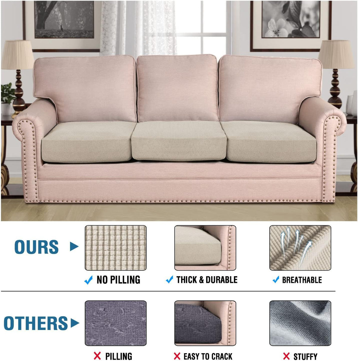 H.VERSAILTEX Island Fossi texture detail highlights durable jacquard weave and soft touch.
