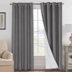 H.VERSAILTEX linen blackout curtains panel set blocks light for restful mornings.