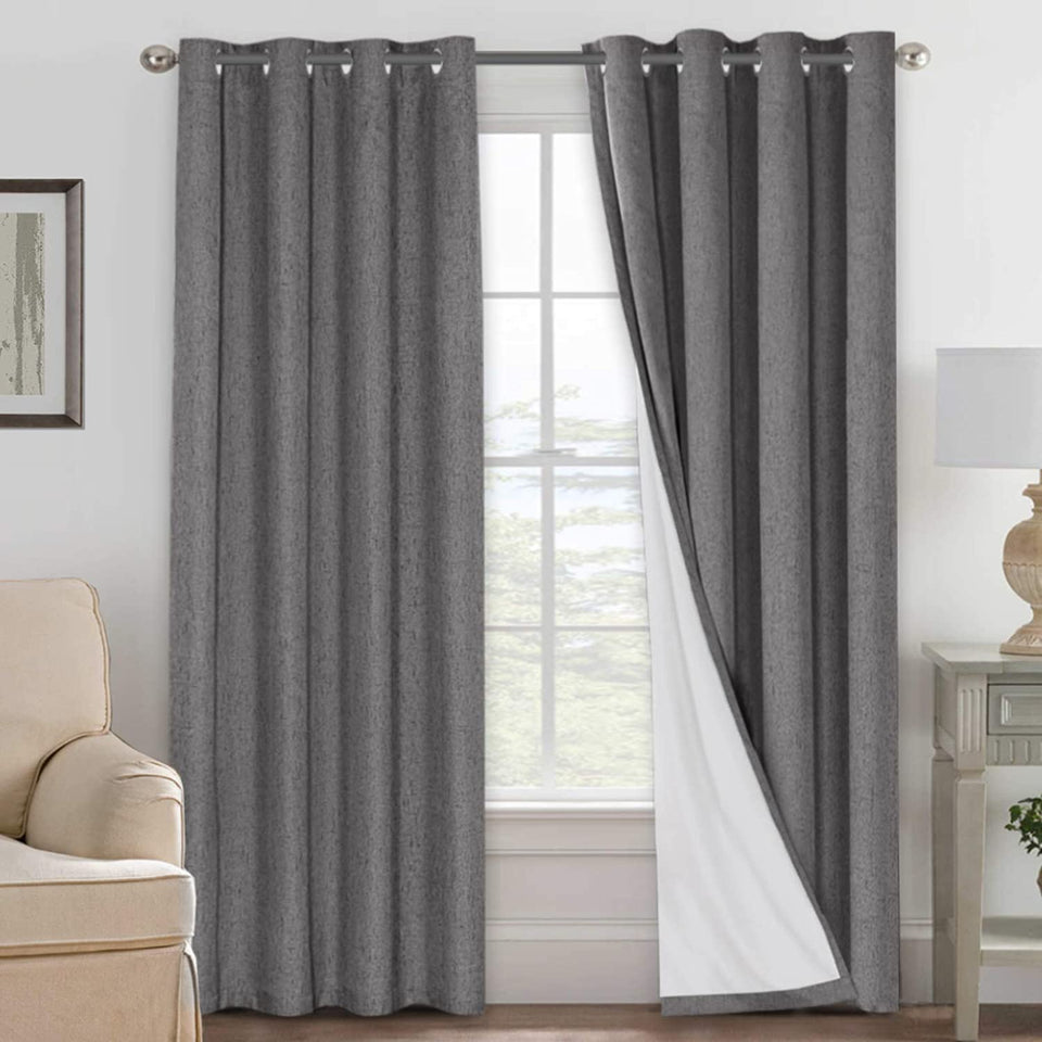 H.VERSAILTEX linen blackout curtains panel set blocks light for restful mornings.