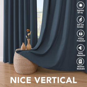 H.VERSAILTEX navy drapery room ambience and added privacy.