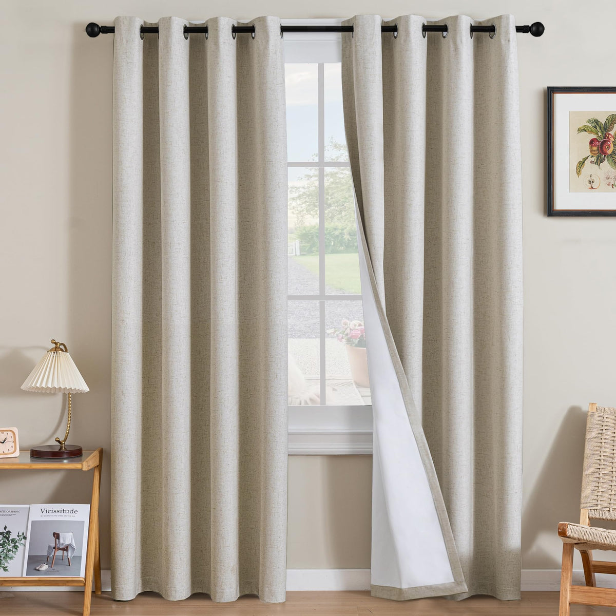 H.VERSAILTEX linen curtains two-panel pair installed for full privacy and light control
