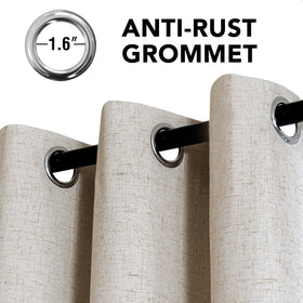 H.VERSAILTEX linen curtains with nickel grommets detail for easy rod compatibility