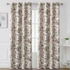 H.VERSAILTEX living room setup with floral drapes adds privacy and ambiance.