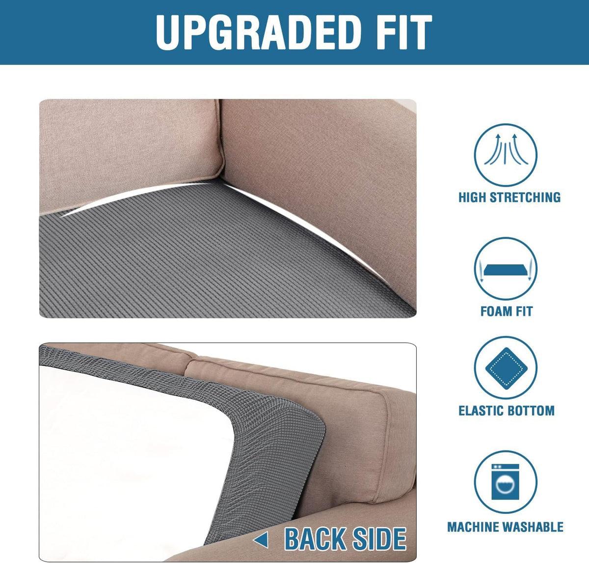 H.VERSAILTEX machine-washable care simplifies upkeep of grey cushion covers.