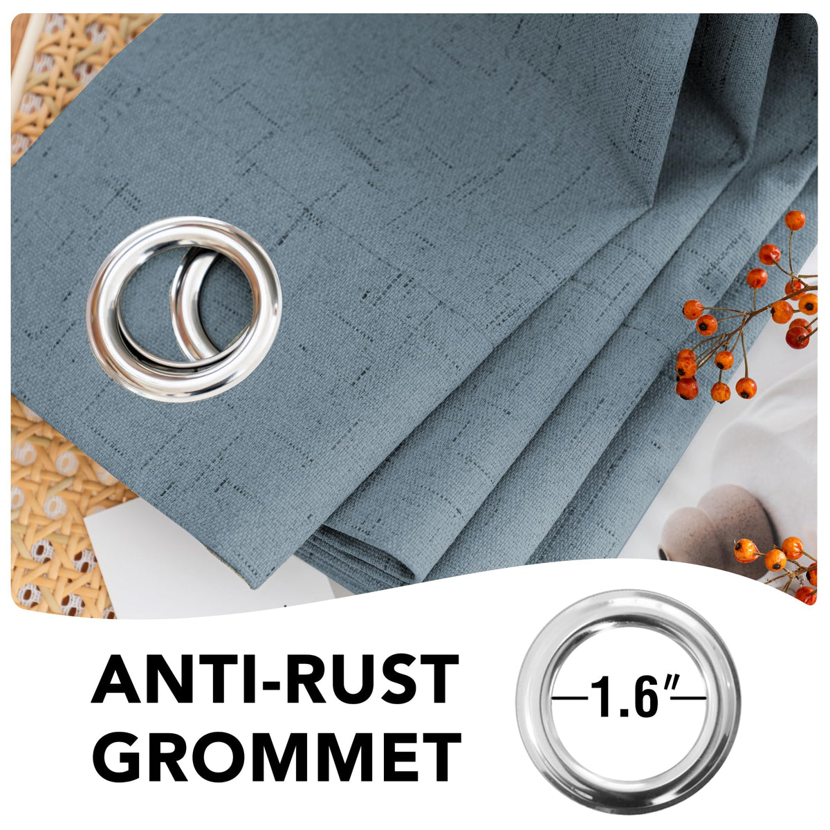 H.VERSAILTEX curtain care instructions for machine washing and air-drying.