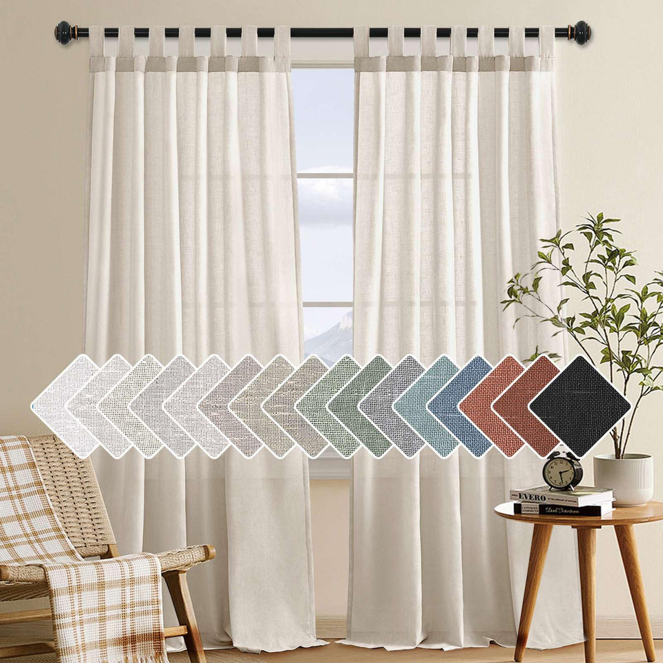 H.VERSAILTEX natural linen tab top curtains 84 inches diffuse light softly in living spaces