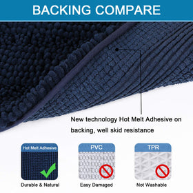 Non-slip backing helps keep mats in place for safer bathroom routines.