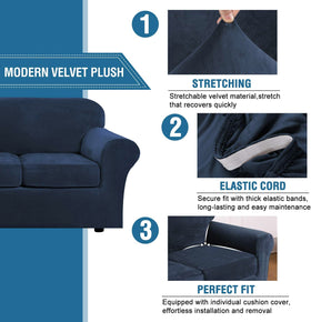 H.VERSAILTEX navy chair slipcover demonstrates non-slip design for stability.