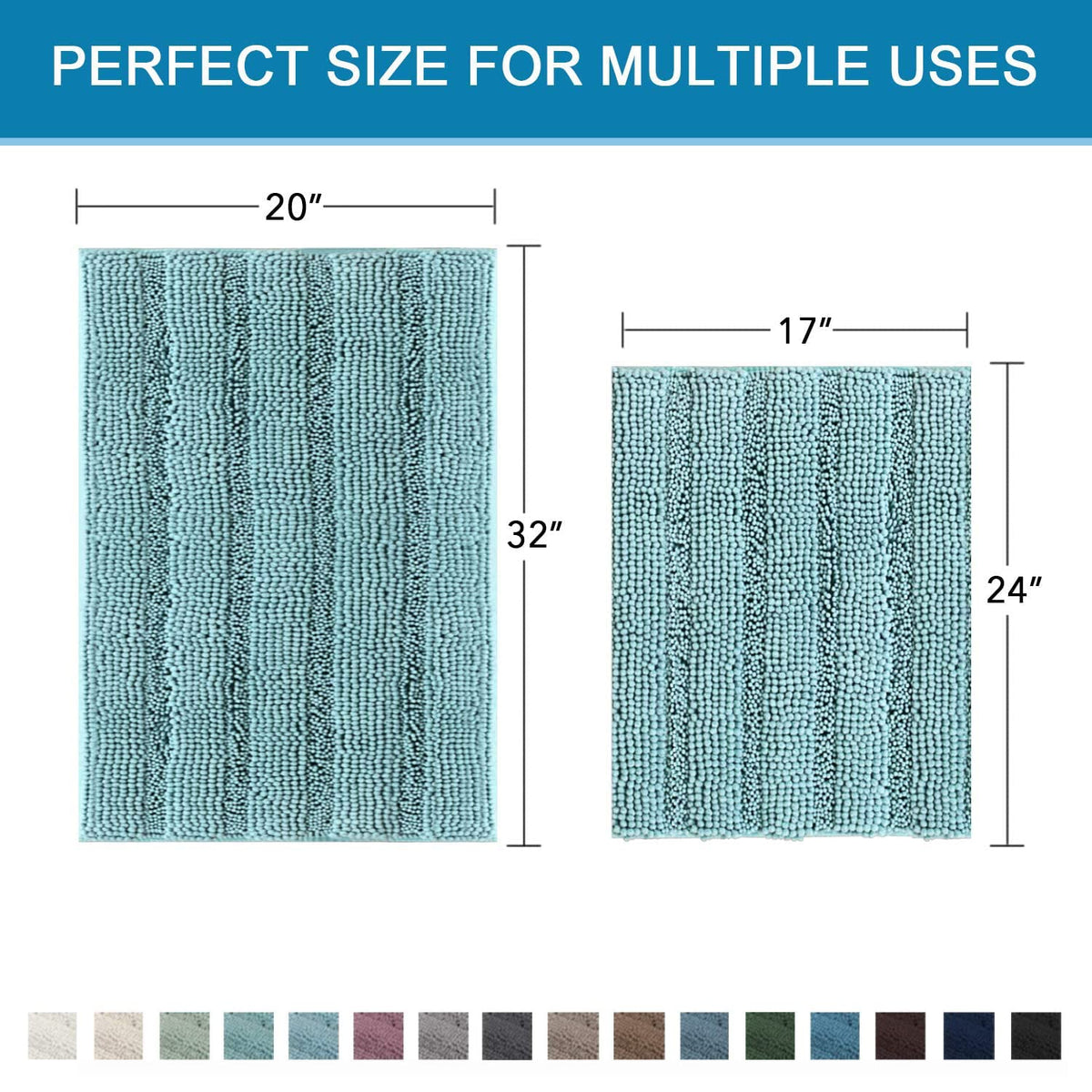 H.VERSAILTEX plush chenille texture bath rug adds luxury to bathroom decor.