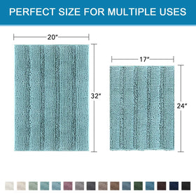 H.VERSAILTEX plush chenille texture bath rug adds luxury to bathroom decor.