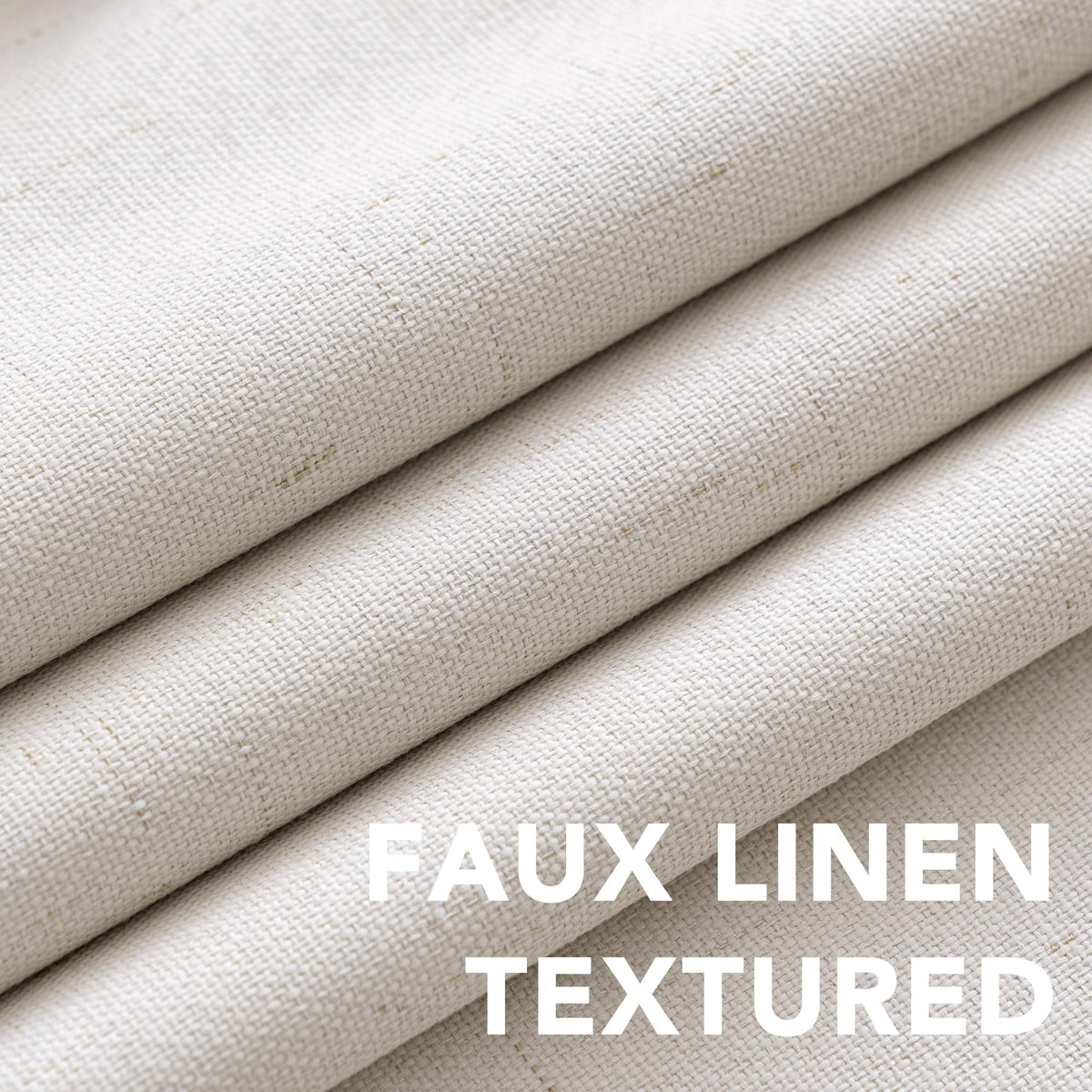H.VERSAILTEX Ivory blackout curtains interior view highlighting complete sun-blocking capability.