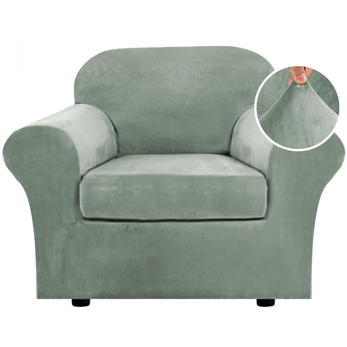 H.VERSAILTEX rich velvet base cover in sea grass enhances sofa protection