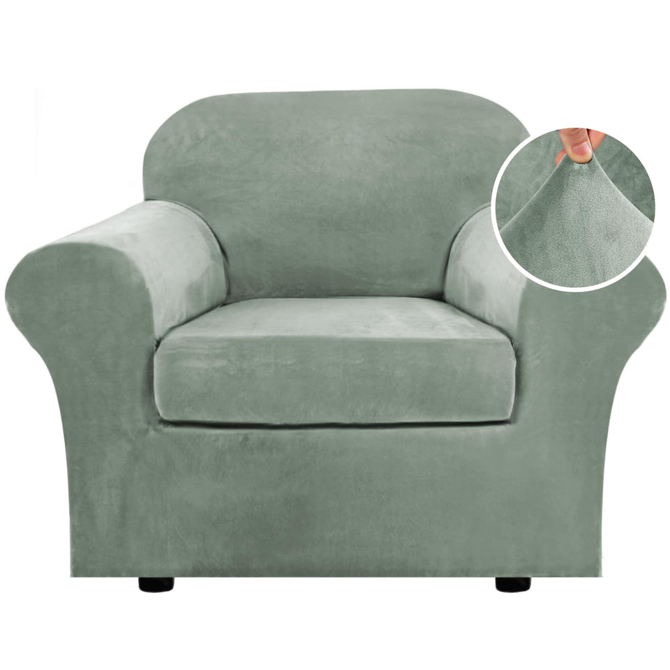 H.VERSAILTEX rich velvet base cover in sea grass enhances sofa protection
