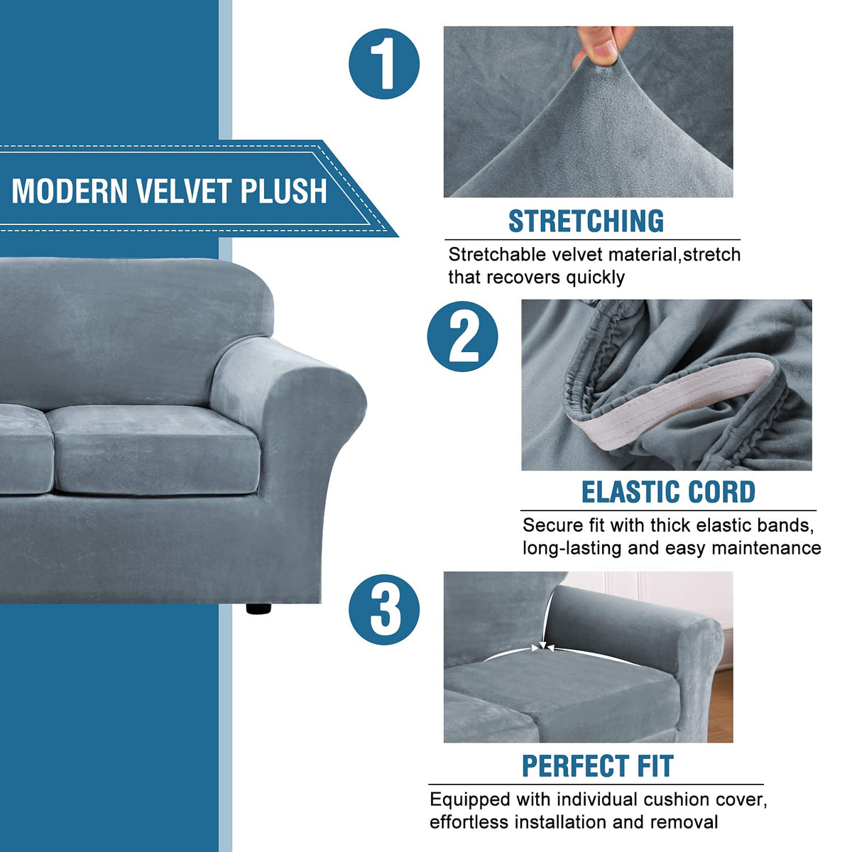 H.VERSAILTEX cover fits chairs 31–49 inches for versatile sofa and chair protection