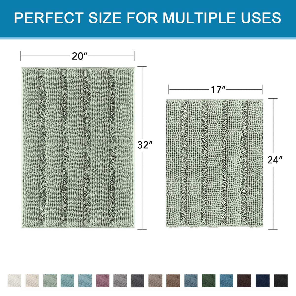 H.VERSAILTEX Sage bath rugs are machine washable for easy maintenance.