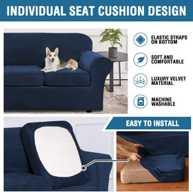H.VERSAILTEX installation guide image shows easy setup on navy furniture.