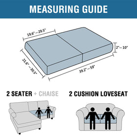H.VERSAILTEX slipcover installed on a sofa demonstrates easy installation and non-slip edges.