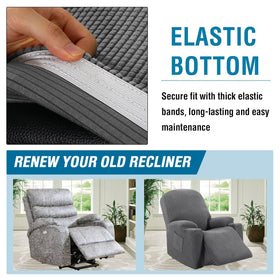 H.VERSAILTEX elastic attachment keeps the cover securely in place on recliner.