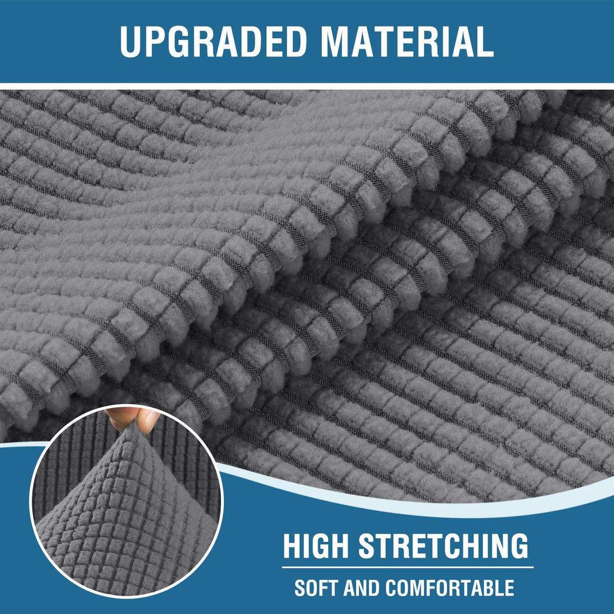 H.VERSAILTEX grey jacquard knit detail emphasizes texture and durability.