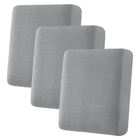 H.VERSAILTEX cushion cover in dove shows a snug, protective fit for sofa cushions