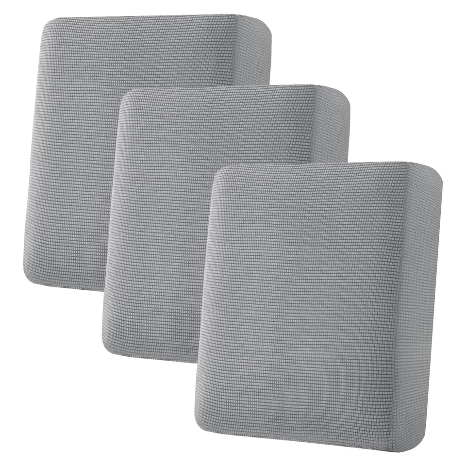 H.VERSAILTEX cushion cover in dove shows a snug, protective fit for sofa cushions