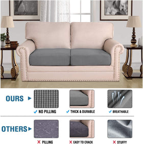 Close-up of textured jacquard fabric on H.VERSAILTEX slipcover highlighting durability.