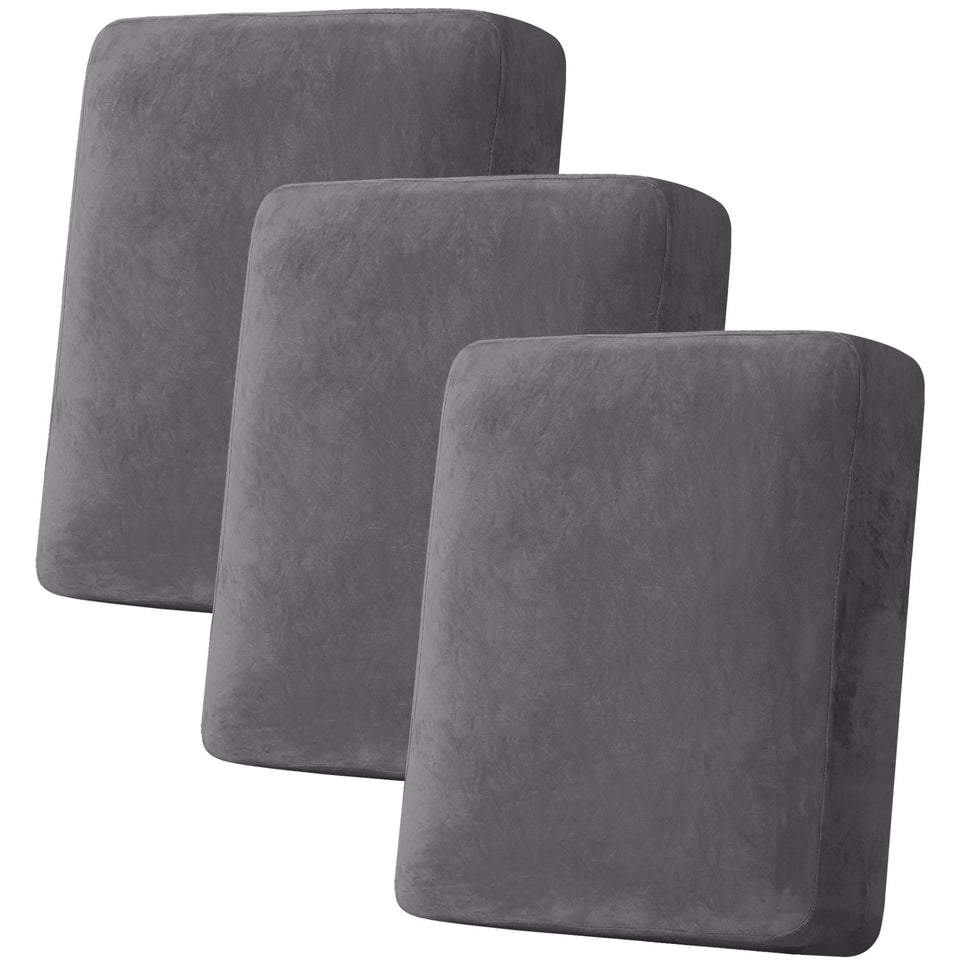 H.VERSAILTEX velvet stretch cushion cover set in grey protects cushions while elevating style