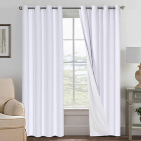 H.VERSAILTEX white blackout curtains package with two panels for privacy.