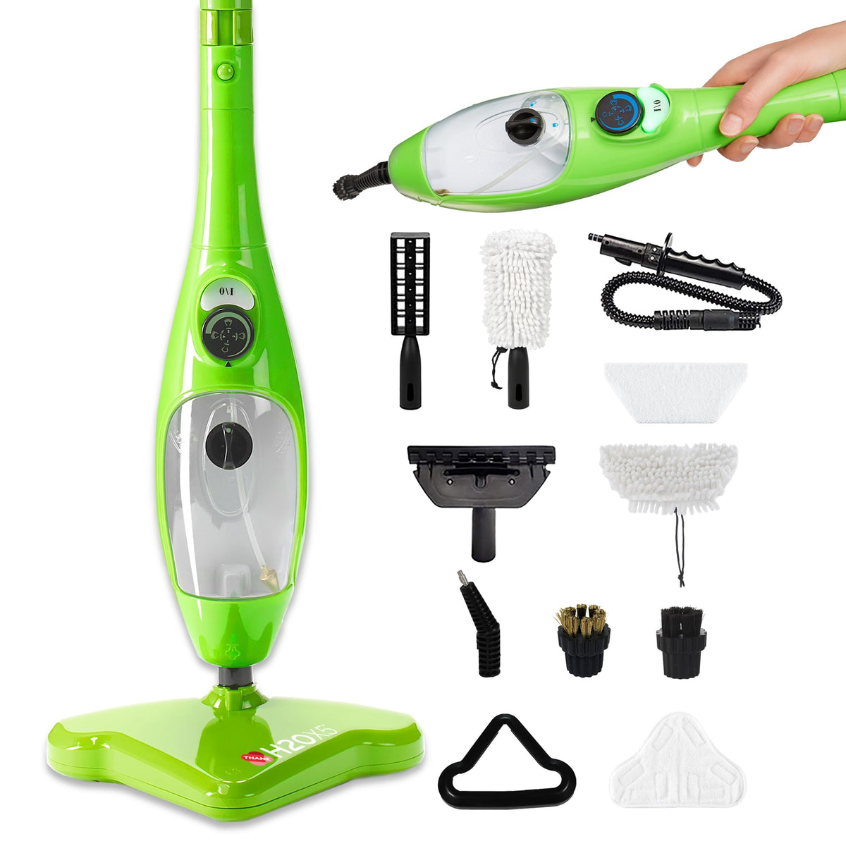 H2O X5 floor cleaning steam mop in action on hard floors for everyday grime removal