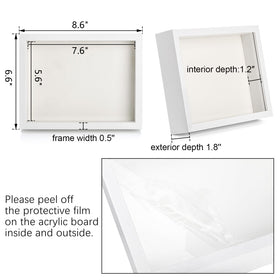 Hacaroa white shadow box 8x6 side angle showing wall mounting capability