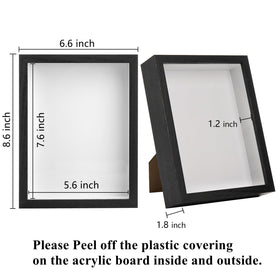 Close view of inner dimensions highlighting 7.6 by 5.6 inch photo space