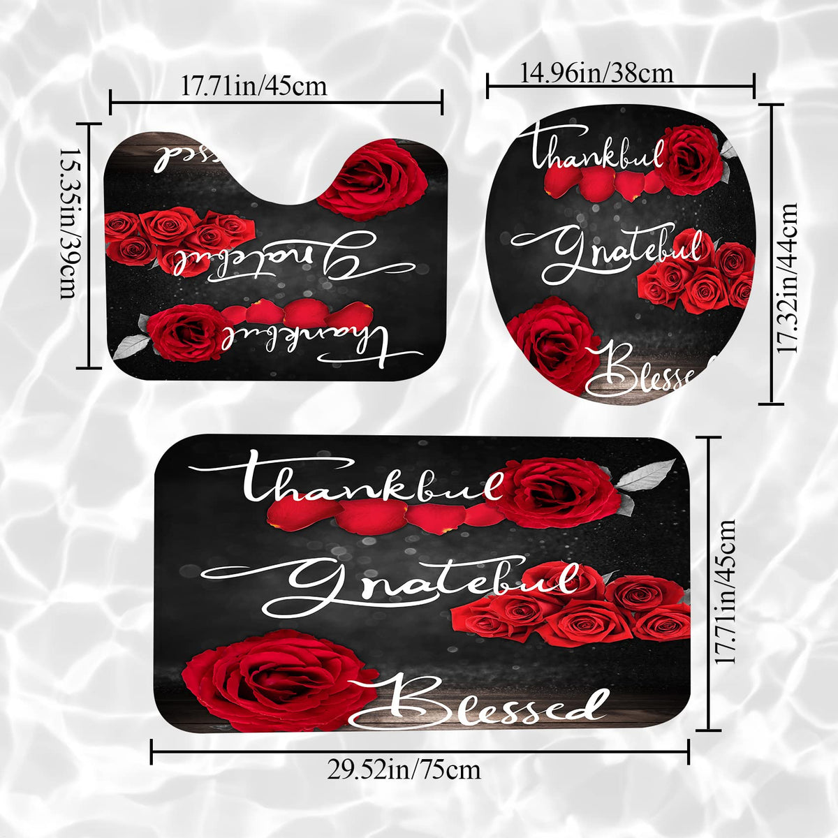 Hadint rose toilet lid cover completes the set and hides wear for a cohesive look.