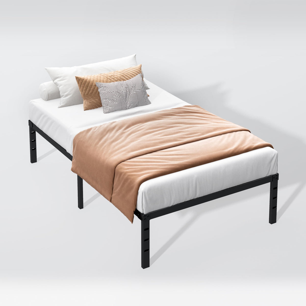 Hafenpo 12 Inch Twin Bed Frame black-finish complements modern bedrooms