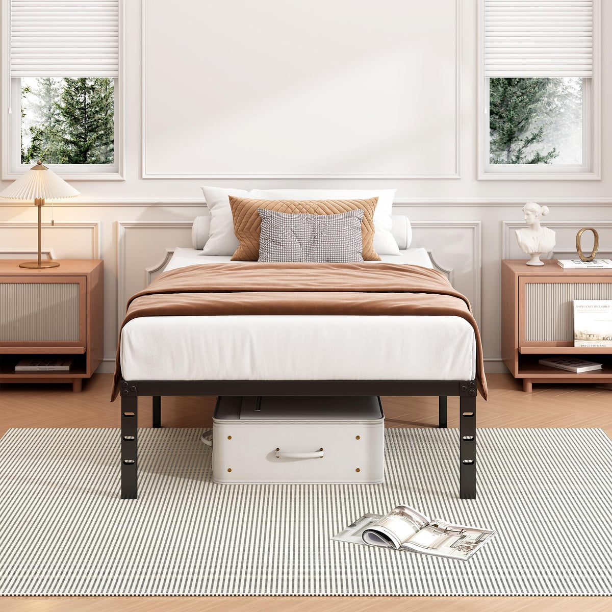 Hafenpo 12 Inch Twin Bed Frame reinforced-legs closeup demonstrates twist-resistant design