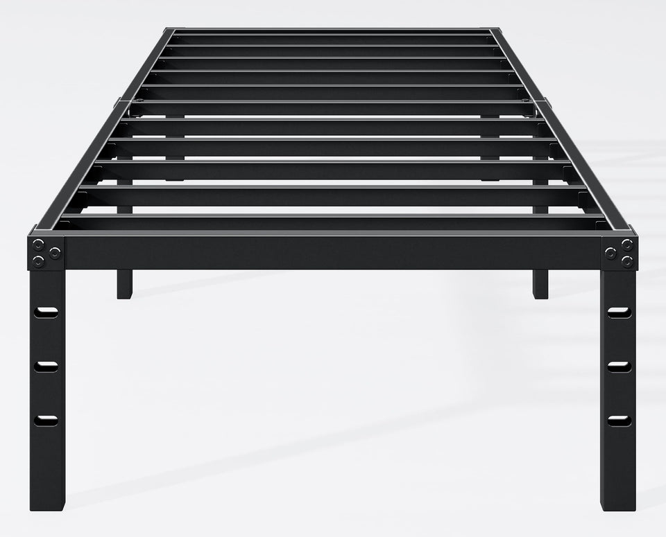 Hafenpo 18inch twin bed frame side view shows sturdy support for daily use.