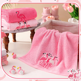 Hahafelt pink flamingo tropical design towels add playful charm to bathroom