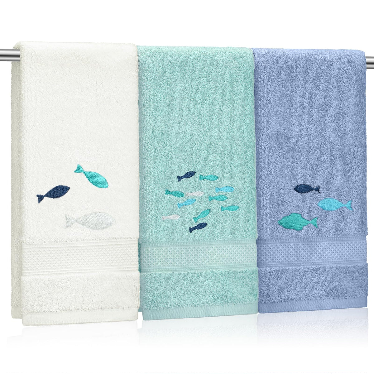 Hahafelt shoal of fish hand towels with embroidery for soft daily drying